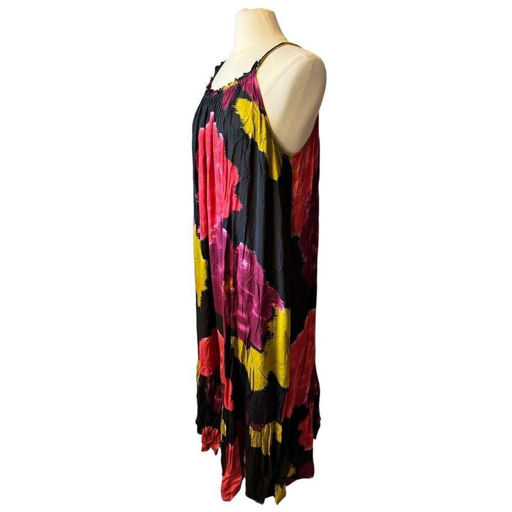 Anthropologie Dress Womens 2X Pink Colorful Flounced Lounge Maxi Cover Up Beach - Picture 2 of 6